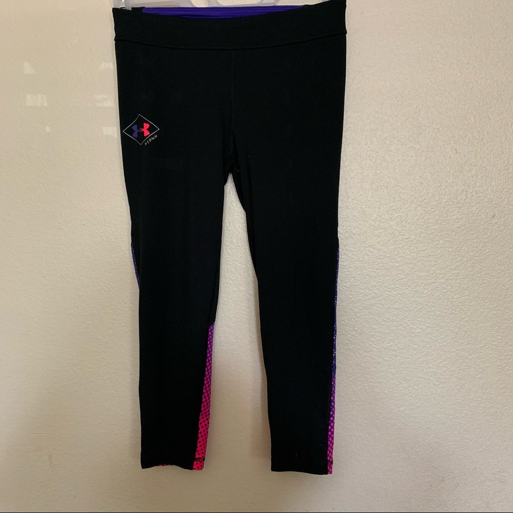 Under Armour Kids black, pink and purple athletic stretchy leggings